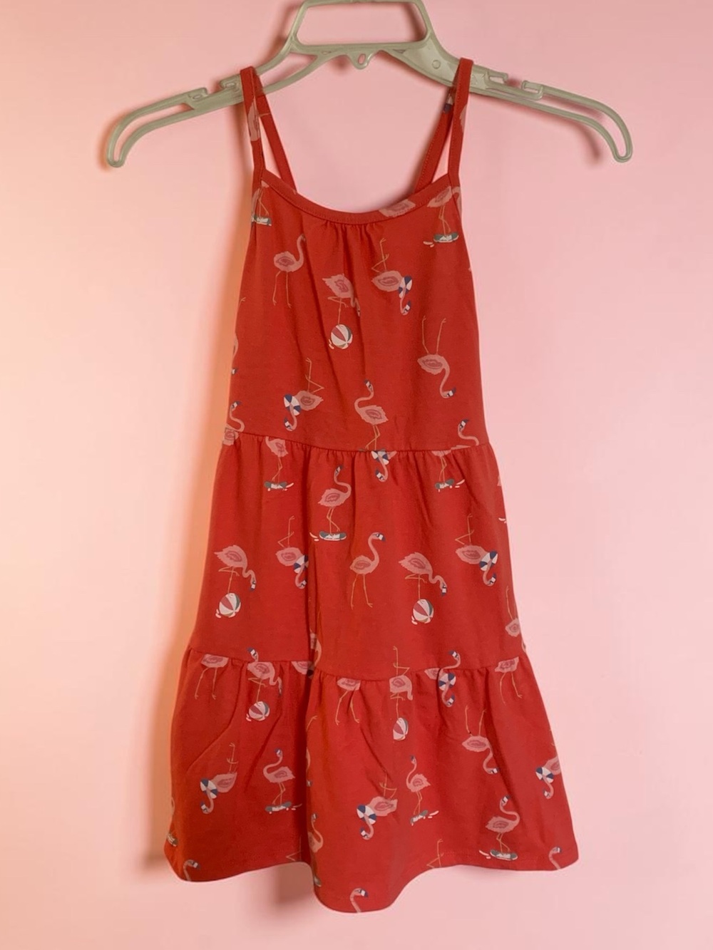 Cat & Jack flamingo orange sleeveless midi sundress medium 7/8 summer flowy
